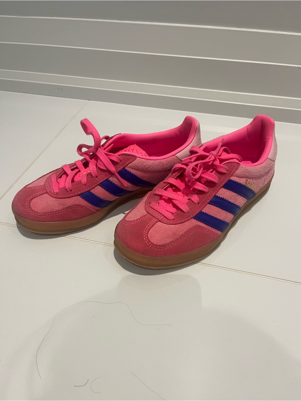 adidas Hot Pink Sneakers with Blue Stripes